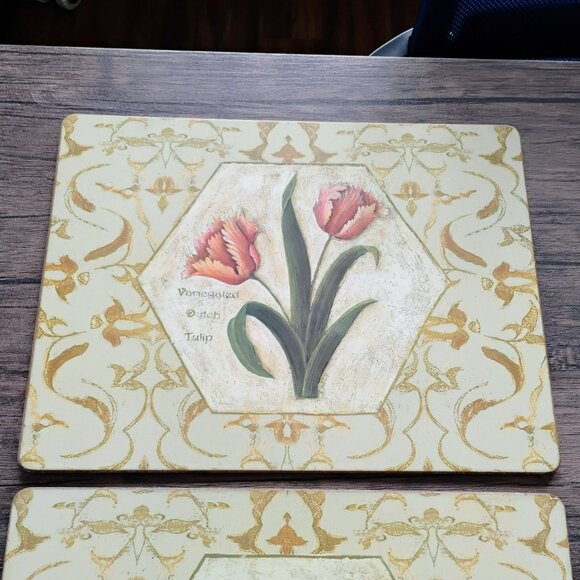 Set of 2 Pimpernel Floral Placemats, Cork Back England, Tulip Peony Rose Flowers - Picture 7 of 7